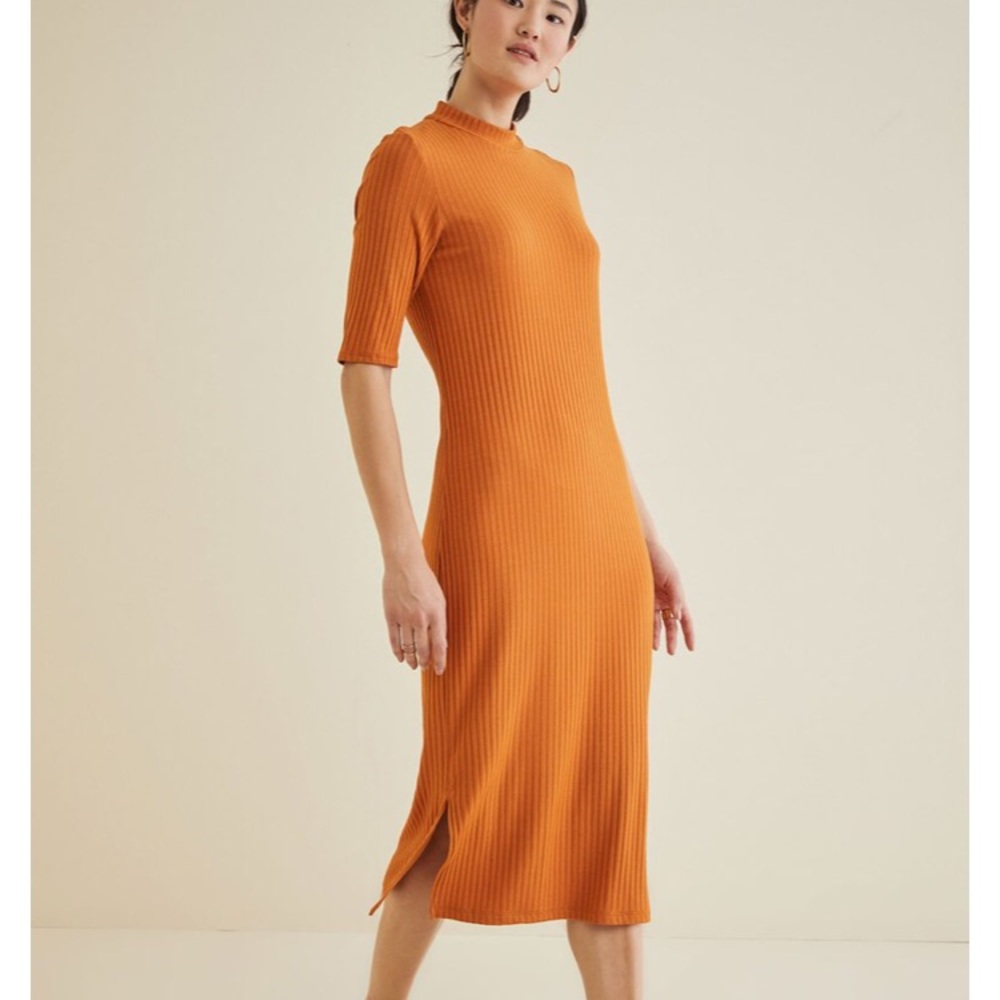 New Amour Vert Massey midi dress in orange